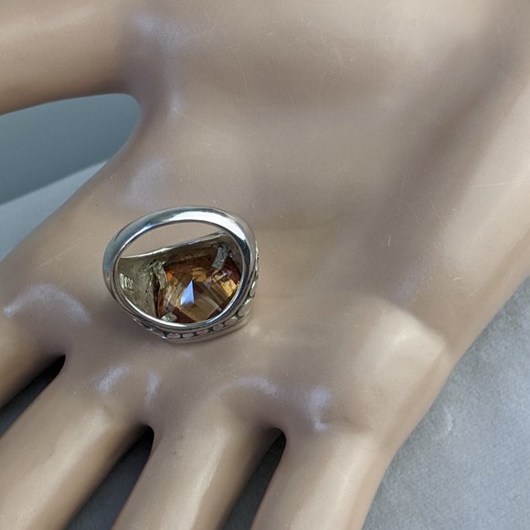 CITRINE STERLING SILVER Square Cut Dot Band Ring - Picture 10 of 15